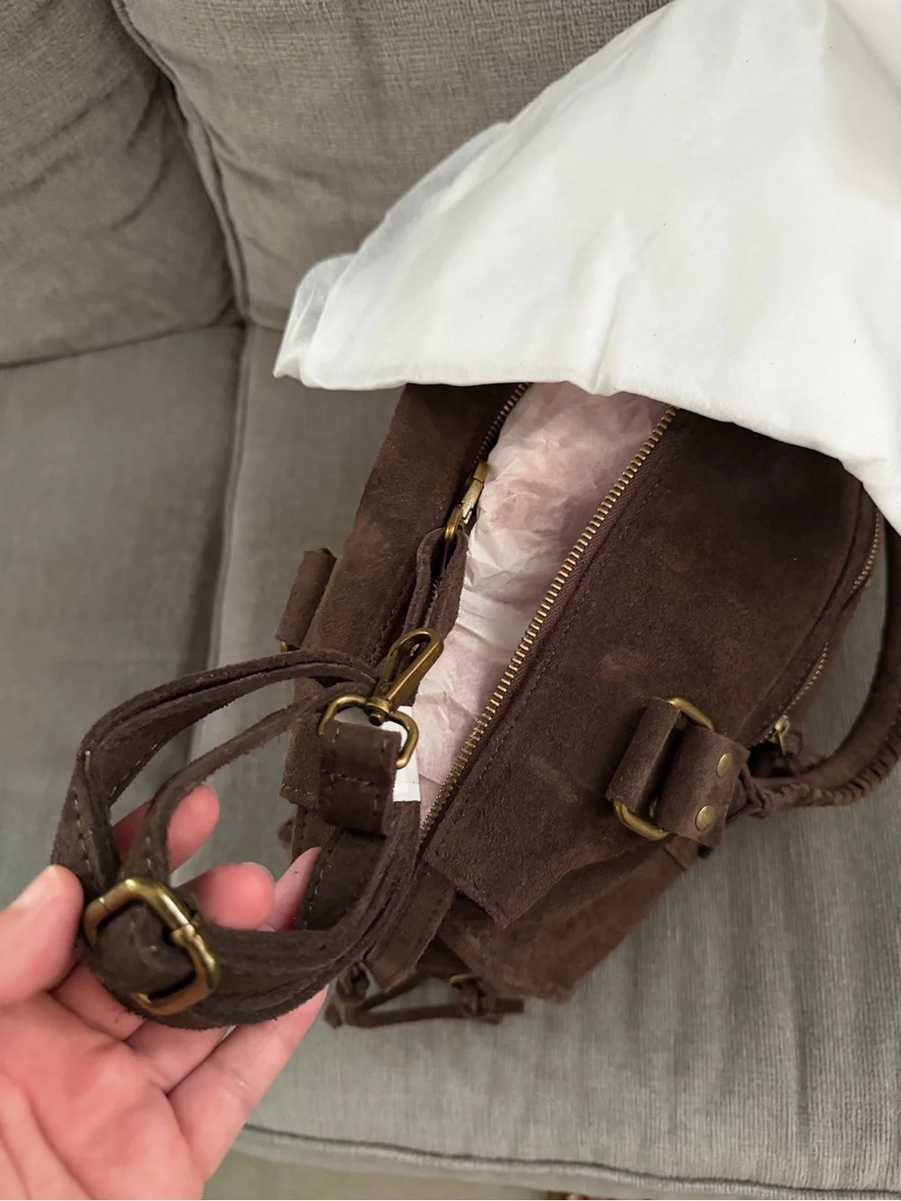 Brown Suede women’s Satchel NWT